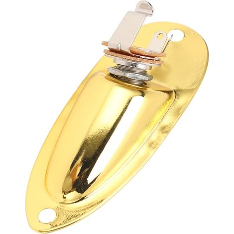 Prise jack d'entrée/sortie pour guitare électrique, type bateau, 6,35 mm, en métal, avec 2 fixations de cordes GT49 dorée (1/5)