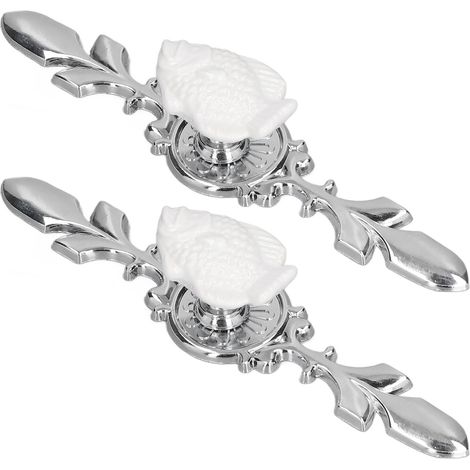 Poignées de tiroir en céramique, lot de 2, boutons décoratifs avec plaque pour porte d'armoire, cuisine, salle de bain, bureau, modèle 1088D, mandarine (1/5)