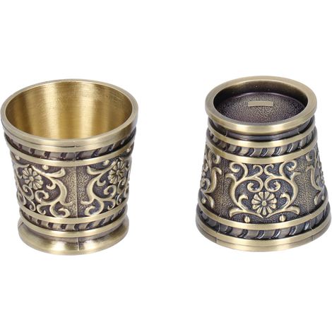 2 Verres à Vin Antiques avec Décoration en Relief, Élégants pour Table et Maison (Bronze)