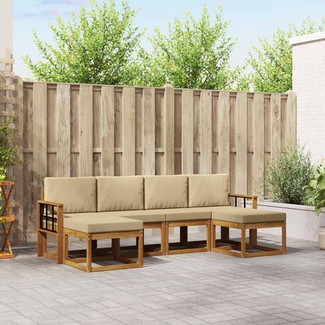 Outdoor-Sofagarnitur 6 pcs Natur und Beige Holzwerkstoff (1/5)