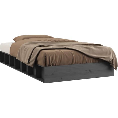 Maison Exclusive - Massivholzbett Grau 135x190 cm