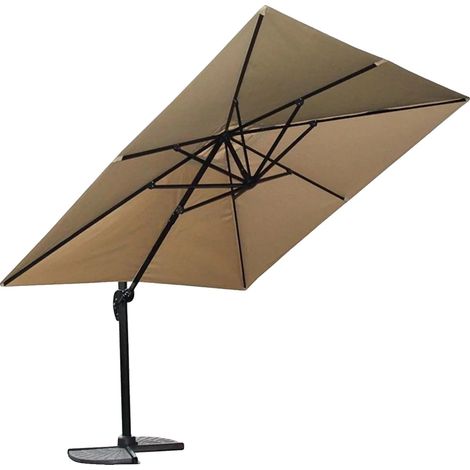 Parasol, 3 × 3 mètres, Matériau en alliage d'aluminium, Base rotative à 360 degrés, Base croisée avec pédale, Housse résistante aux intempéries (1/5)