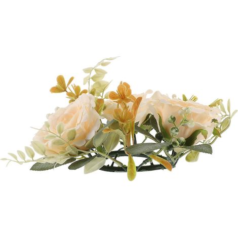 Couronnes de bougies et fleurs artificielles décoratives, lot de 5 pièces, couleurs assorties (1/5)
