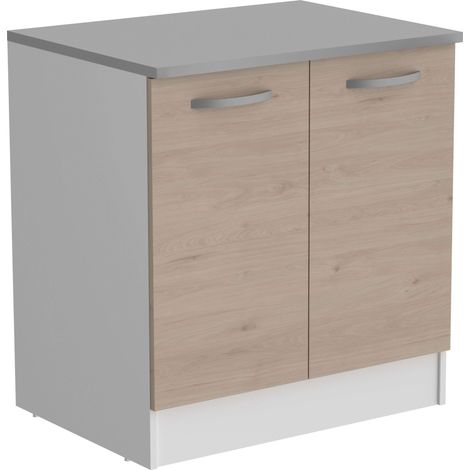 Módulo Cocina Inferior Eko 2 Puertas Roble Jackson y Blanco 80x60cm (1/5)