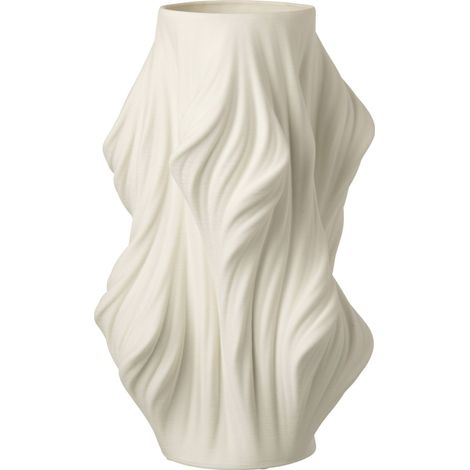 Vase en grès blanc à relief ondulé - blanc (1/4)