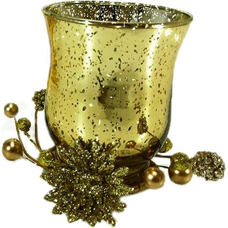 Porta candela oro in vetro centro tavola di natale con girocandela natalizio decorazione ornamento tavola idea regalo (1/4)