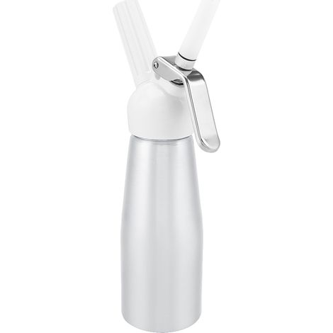 Distributeur de crème fouettée 500ml, siphon à chantilly portable pour café et desserts, argenté, mousseur manuel (1/5)