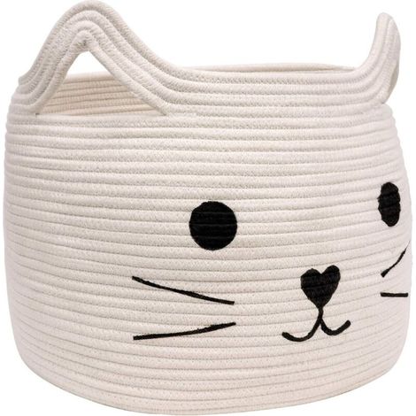 Grande cesto portaoggetti in juta per biancheria e giocattoli, adatto anche per coperte e asciugamani, ideale come regalo per animali domestici - Crezuo