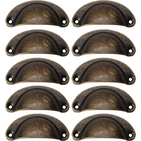 Set mit 10 Vintage-Muschelgriffen, halbkreisförmigen Schubladengriffen aus Metall, Schranktürgriffen, Möbelknöpfen