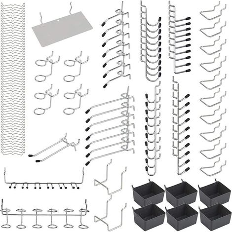 140Pcs Pegboard Metal Crochets Organisateur Assortiment Kit Peg Serrures Applications Suspendues, Ensoleillé (1/5)