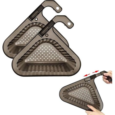 One-piece sink strainer with removable handle, countertop design, no holes, triangular corner strainer, hanging filter, drainer (1/5)