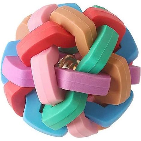 Balle colorée arc-en-ciel pour animaux de compagnie, jouet pour chien et chat, cloche à mâcher, formation des dents,1 pièce(8cm) (1/4)