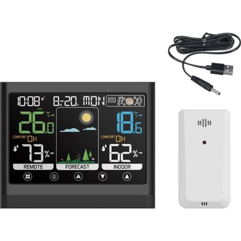 Digitale Wetterstation – Touchscreen-Wetterstation mit Monitor und Anzeige von Temperatur und Luftfeuchtigkeit