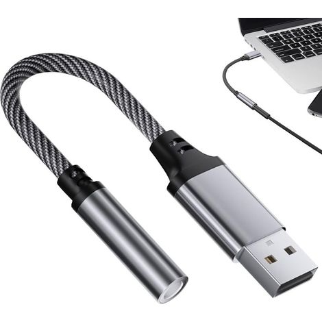 1 adaptateur A-udio, prise jack vers USB, adaptateur AUX USB, adaptateur U-SB jack A 3,5 mm, compatible avec les appareils tels que les ordinateurs, les haut-parleurs et les écouteurs (1/5)