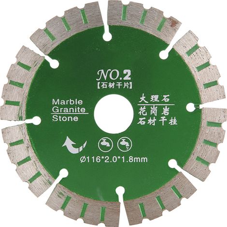 Disque diamant à tronçonner béton, lame turbo ondulée verte n°2, coupe pierre et carrelage, bord renforcé, 2 pièces (1/5)