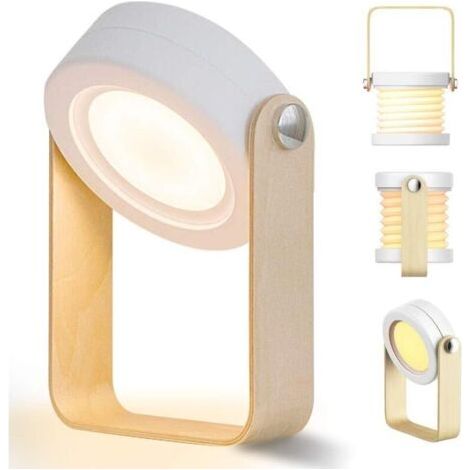 Lampe de chevet Touch LED à intensité variable Lampe de Bureau vintage avec poignée en bois 3 niveaux de luminosité lampe table (1/4)