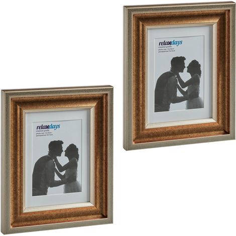Set di 2 cornici portafoto da parete decorative 25 x 20 x 2 cm in plastica nera 130013202