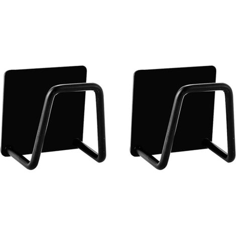 Porta spugne autoadesivo, porta spugne da cucina in acciaio inox, porta asciugamani da cucina, organizer per lavello, gancio da parete per cucina e bagno (2 pezzi neri) (1/5)