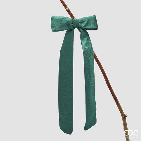 EDG Enzo De Gasperi Decoro Fiocco di Natale con Clip H 30 Cm L 13 Cm Velluto Verde