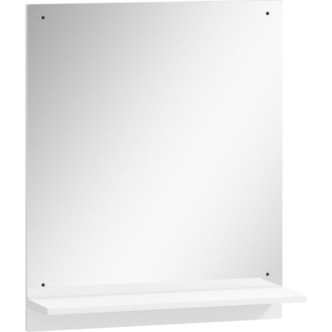 Specchio da bagno 50 x 60 cm con mensola, specchio da parete bianco per ingresso e corridoio (1/5)