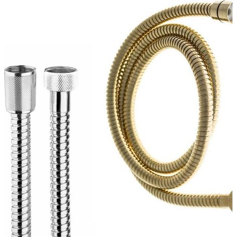 Flessibile ottone doppia aggraffatura 1/2" x 1/2" FF conico, 200 cm, colore oro A00045E00021021