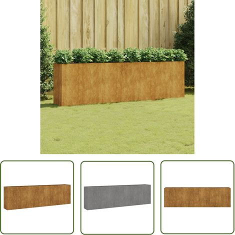The Living Store Lit surélevé de jardin 280x40x80 cm acier corten - Jardiniere - Bac Plante - Pot De Fleurs Extérieur - Lit Surélevé Jardin - Acier Corten (1/5)