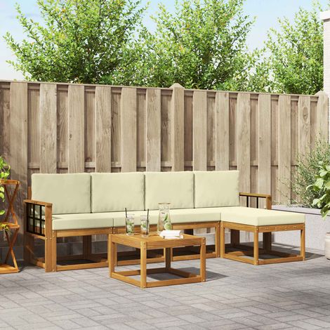 vidaXL Outdoor-Sofagarnitur mit Kissen 6 pcs Natur und Creme (1/5)
