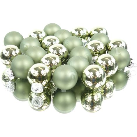 Weihnachts-Micro-Kugeln Rosemary grün Ø 2,5 cm aus Glas - 24er Set (1/2)