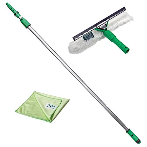 Unger Set per la pulizia delle finestre 1,25 m (incluso lavavetri, asta di prolunga, panno in microfibra, pulizia senza aliei) AK131