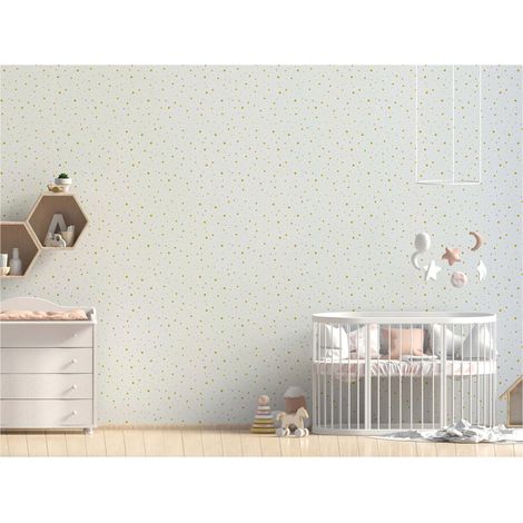 TADESSI Tapete Kinderzimmer M1-No.130 Vliestapete Weiß Tapete mit Punkten Jungenzimmer Mädchenzimmer (1/5)