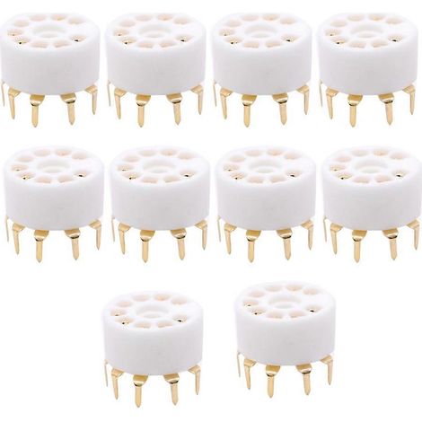 Lot de 10 supports de tubes électroniques en céramique 9 broches B9A pour montage sur circuit imprimé, compatibles avec les tubes 12AX7, 12AT7, 12AU7, 6DJ8, ECC82, 5670 et 6922 (amplificateurs audio H (1/5)