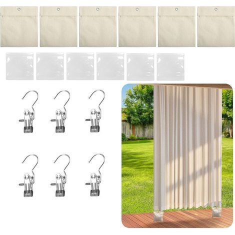 Lot De 6 Sacs De Lestage Pour Rideaux Extérieurs, Sacs De Sable Portable Avec Clips Métalliques, Convient Pour Fixer Des Rideaux Extérieurs, Nappe, Tentes (1/5)