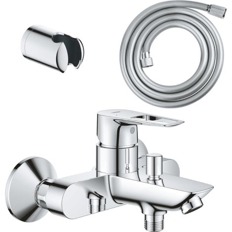 Pack mitigeur mécanique bain douche GROHE Start Loop chromé + Flexible dche VitalioFlex Comfort 1750 et support