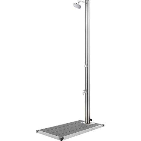 Douche de jardin d'extérieur avec robinetterie et base gris 220 cm Acier inoxydable BXZ7643 (1/5)