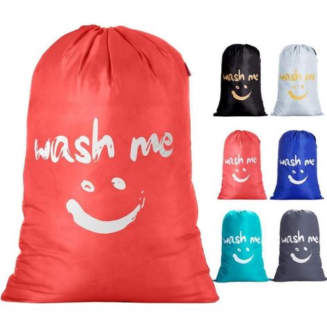 120L Wäschebeutel mit Smiley, faltbar, 420D Nylon, Kordelzug, Orange (1/5)
