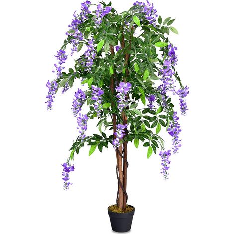 Albero glicine artificiale 150cm in vaso decorativo viola (1/4)