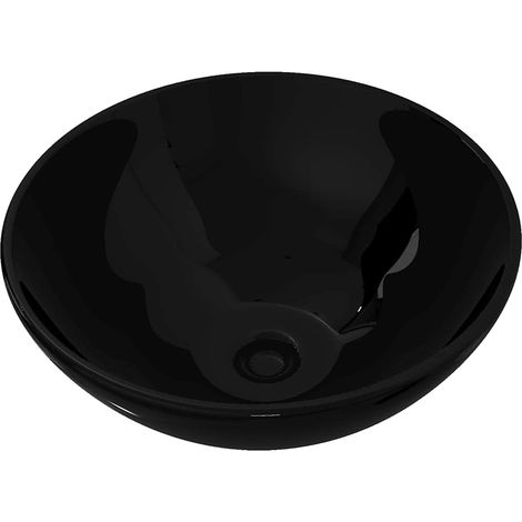 Maison Exclusive - Lavandino da bagno in ceramica nera rotondo (1/5)