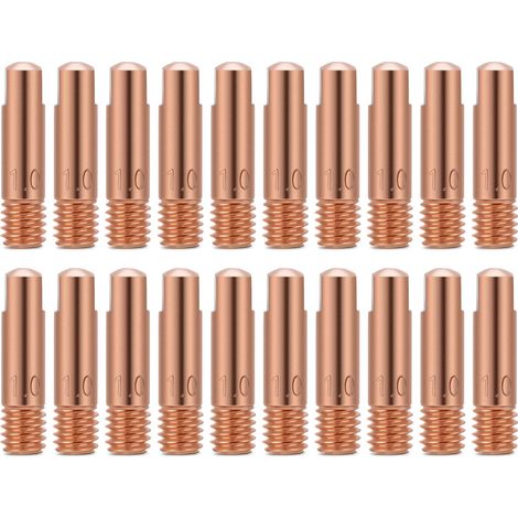 Lotto di 20 punte di contatto per saldatura – rame – torcia 15AK – MIG/MAG – 1,0 mm – materiali di consumo
