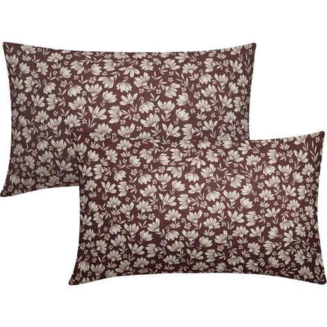 Irovami Taie d'oreiller rouge à fleurs 50 x 30 cm, double face, en coton et lin, motif floral vintage. Convient pour canapé, lit, terrasse et autres espaces. Lot de 2. (1/5)