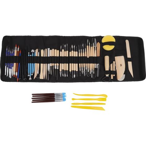 Kit de 61 outils de sculpture en argile polymère, outils de modelage polyvalents et raffinés avec sac en toile, pour débutants et experts (1/5)