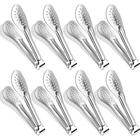 Servierzangen im 8er-Pack, 7 Zoll (ca. 17,8 cm), Edelstahl, silberfarben, Buffetzangen