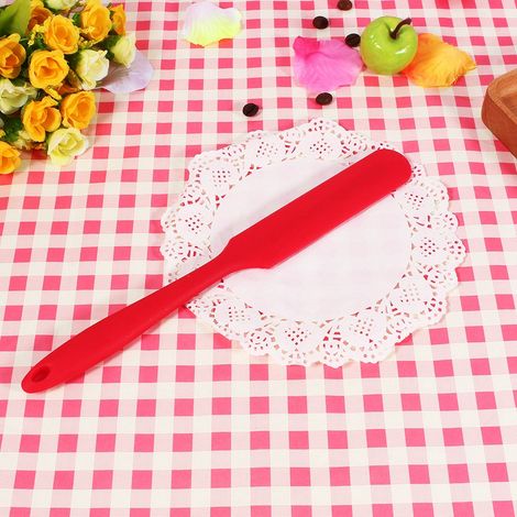 Spatule silicone rouge pour gâteau, crème, beurre, pâte à mélanger, raclette, pinceau de cuisine, outil de pâtisserie (1/5)