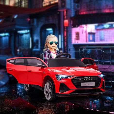 Voiture électrique enfants, véhicule électrique 12V Max. 5 Km/h avec télécommande 2,4G, phares LED, musique, klaxon, port USB, MP3, rouge