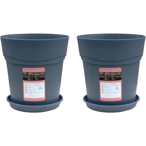 Pot Fleur avec Couvercle [Fleur] [] [] [Plastique Résistant et Égouttage] - Pack de 2 Pots de 16.7x16.4cm en Gris, Vert, Bleu, Rose (1/5)