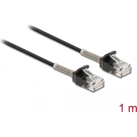 Delock Cable RJ45 macho a RJ45 macho con protecciÃ³n contra dobleces Cat.6A 1 m negro