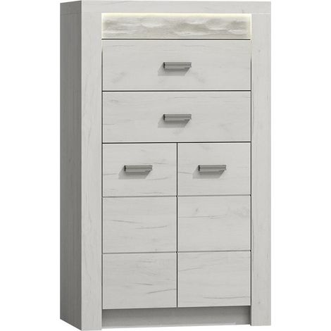 Cómoda Serfeno 103, Arte blanco, Con cajones y puertas, Número de cajones: 2, 127x76x42cm
