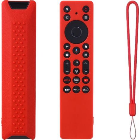 Kompatibel mit den Fernbedienungen TCL RC923A/RC813A – Schutzhülle – Ausgestanztes Silikon – Rutschfest und stoßfest – 2er-Pack (Rot + Schwarz) (1/5)