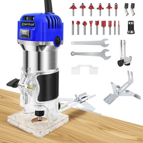 Machine de coupe électrique, machine de coupe portative de 2000 watts, outils pour le travail du bois, machine de coupe portative de 6-8 mm, jeu de 15 pièces de jeu de mandrins de 1/4 pouce, jeu de tê (1/5)
