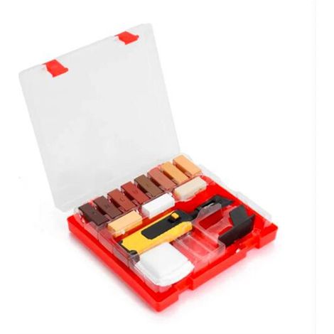 Kit de herramientas para reparar encimeras, suelos, arañazos, rozaduras y sistemas de encerado. Mango amarillo. (1/5)