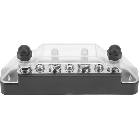Bloc de distribution électrique 48V 150A 4 pôles, barre de connexion 7 sorties avec couvercle pour voiture, camping-car, bateau - Noir (1/5)